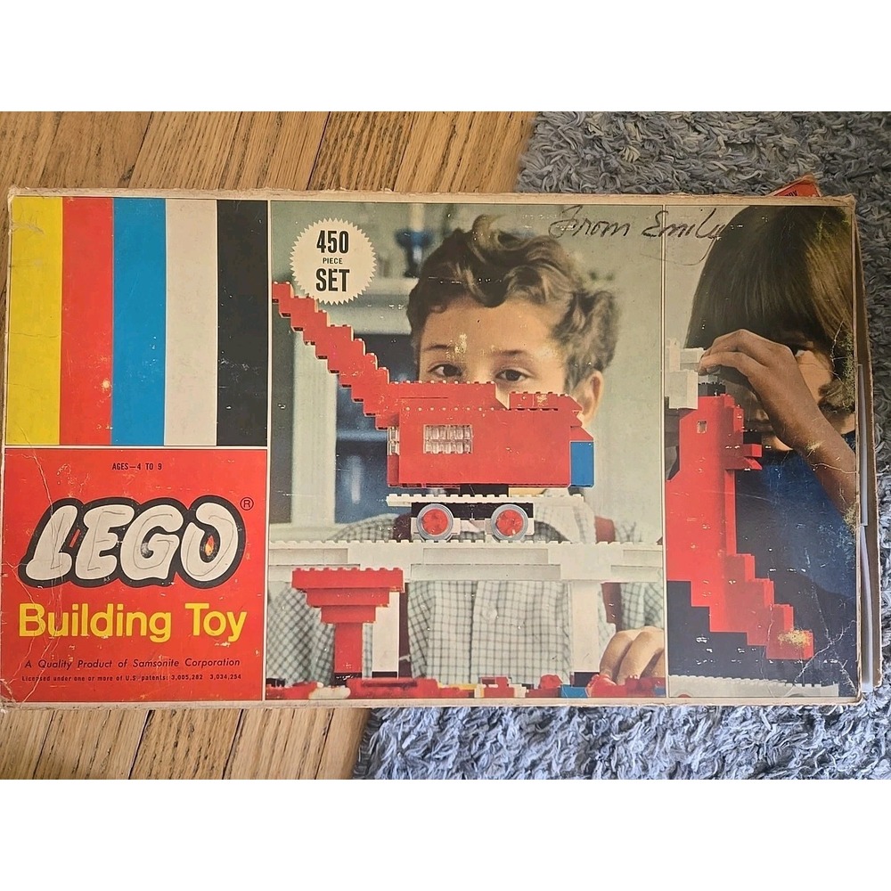 Vintage‎ 1960s LEGO Samsonite Basic Building Set 450 Plastic Bricks Box Case